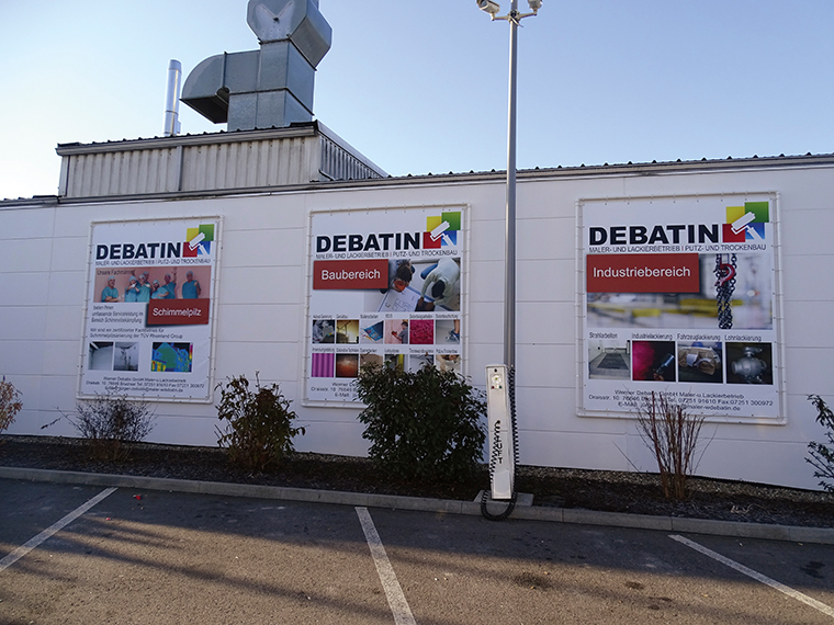 Werbebanner/ Banner an Hauswand Bruchsal Forst Karlsruhe